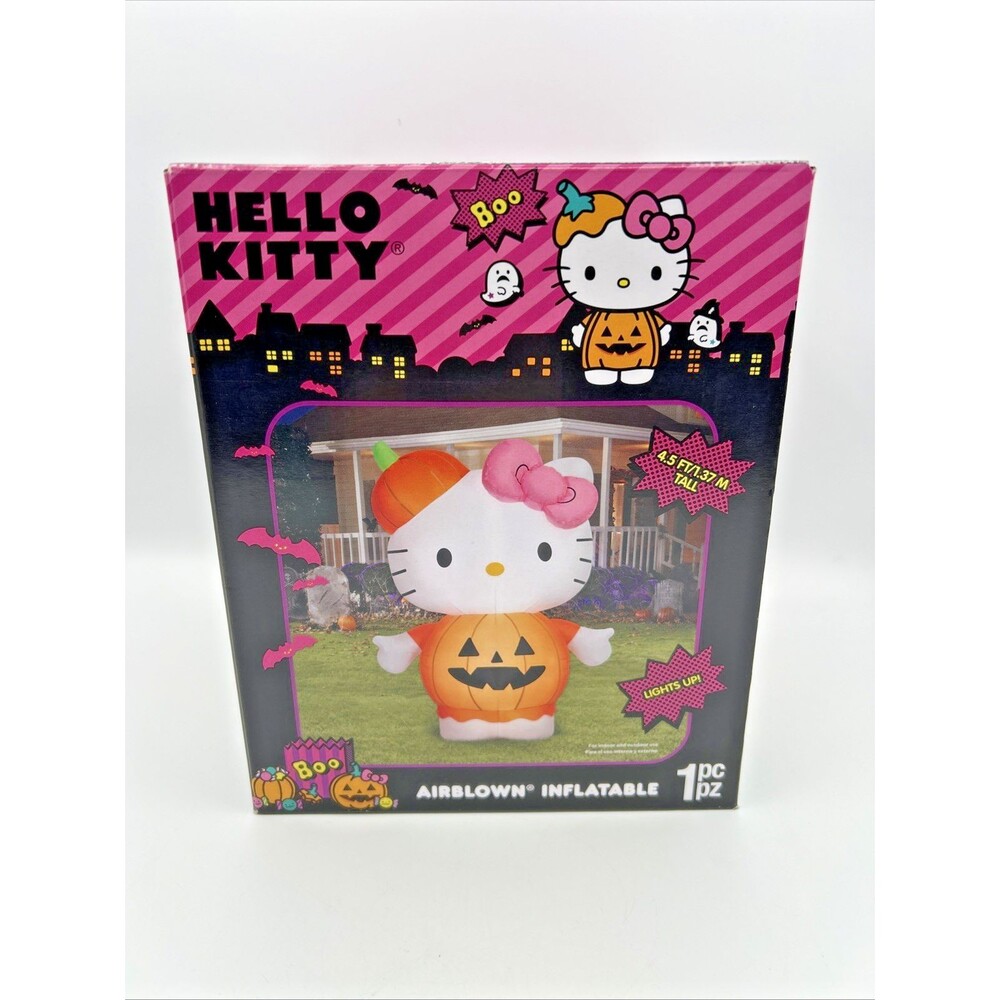 Gemmy Sanrio Hello Kitty Pumpkin Costume Airblown Inflatable Lights Up 4.5' NIB!